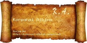 Korponai Albina névjegykártya